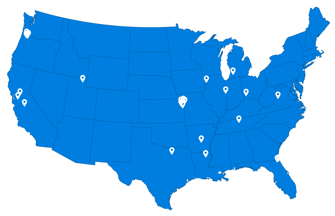 Map of Wagner Warehouse Locations